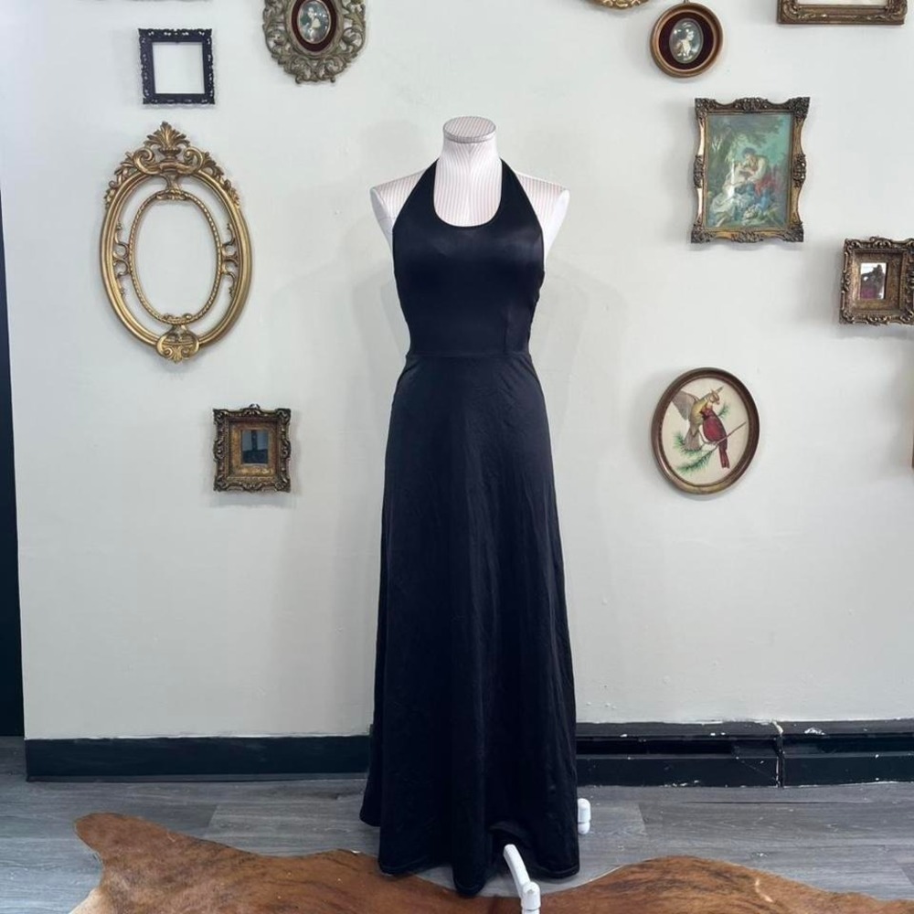 Vintage Sheryl Creations Black Halter Maxi Dress – Made in USA